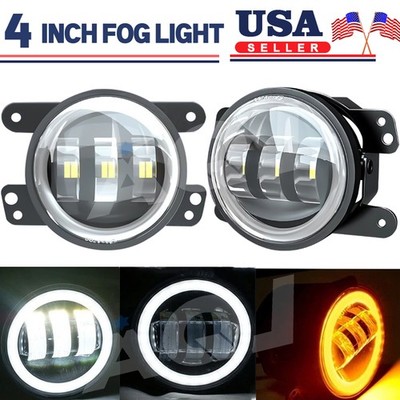 Pair 4'' inch Round LED Fog Lights Driving Lamp For Dodge Charger 11-2014 Bumper