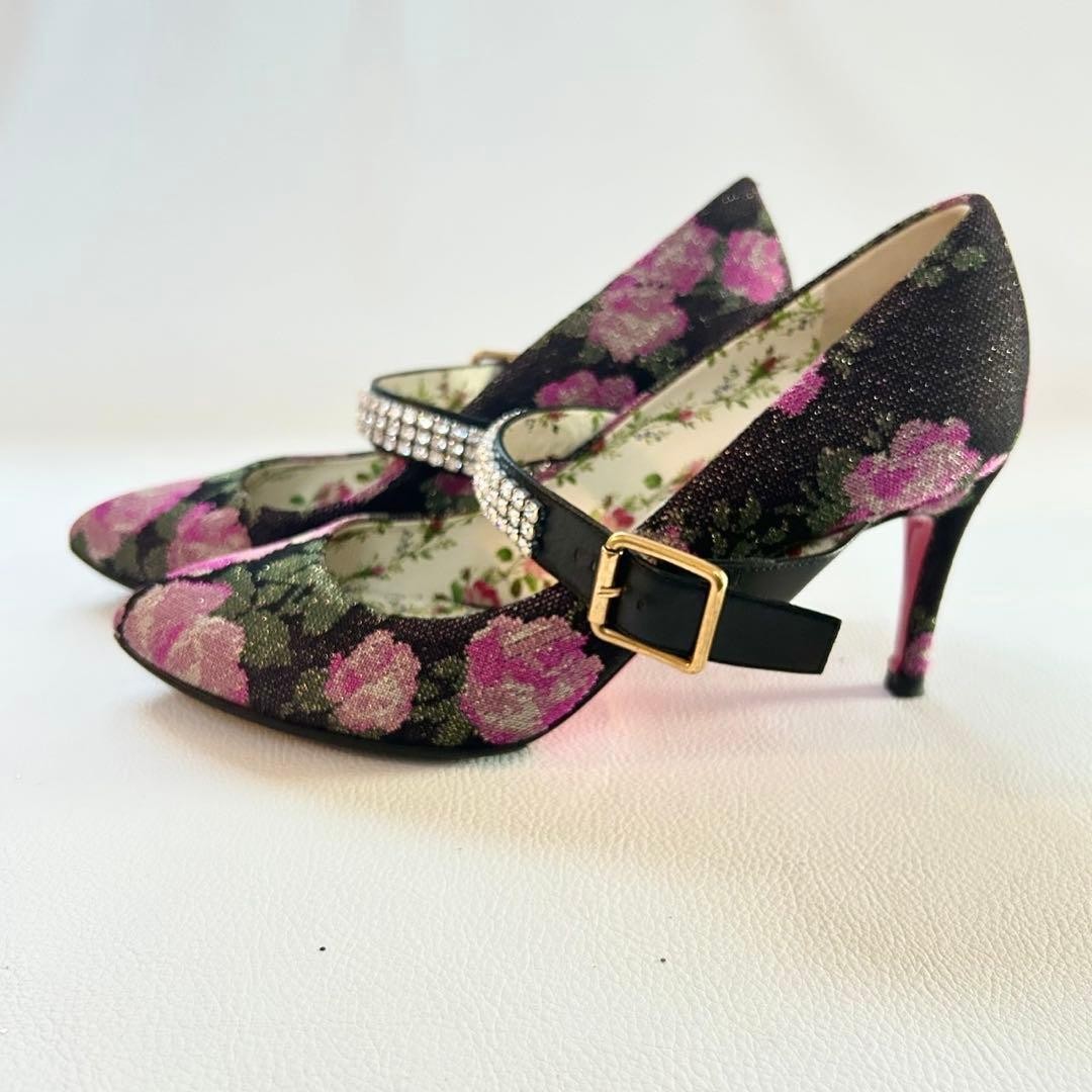 GUCCI Heel Pumps Canvas Multicolor EU 37.5 135196K Authentic