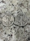 Lot of 2 Walking Liberty Half Dollars – 1941 & 1943 – 90% Silver – Est. G to F