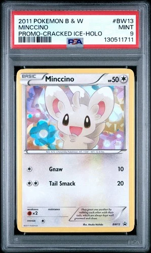PSA 9 MINCCINO Cracked Ice #BW13 Pokemon 1990 BLACK & WHITE PROMO Holo C111