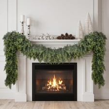 9 FT Christmas Garland, Real Touch Cedar Garlands, 9FT, Dark Green