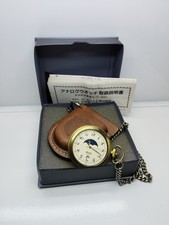 NEAR MINT Citizen B112 MIRALE Pocket Watch Moon Sun Date 2000s Bronze Plated
