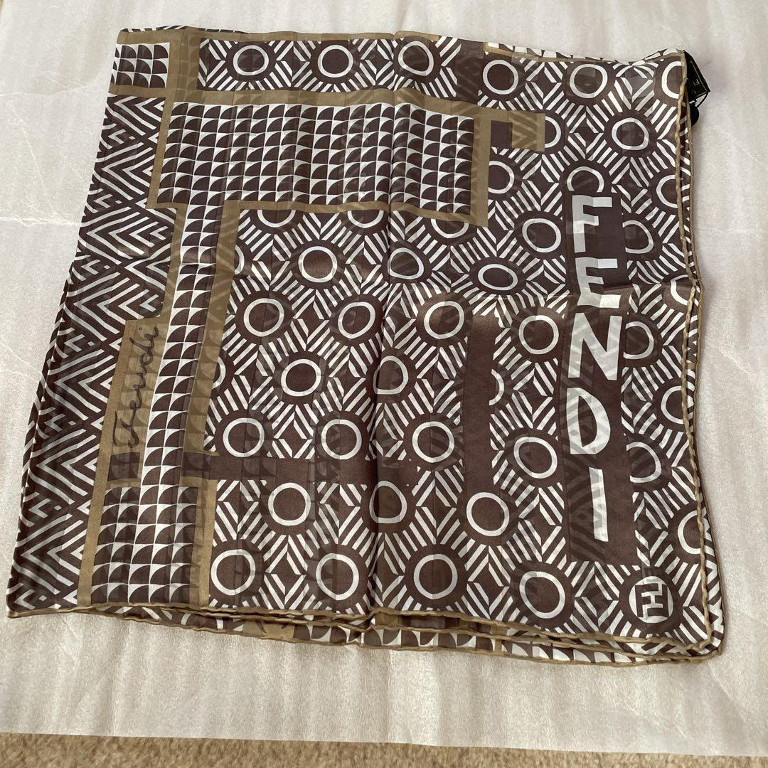 Fendi Scarf Brown Silk Geometric Women Italy 115280 | eBay