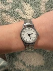 Timex Women's Vintage 1950s Manual Wind Watch White Arabic Dial Silver Band