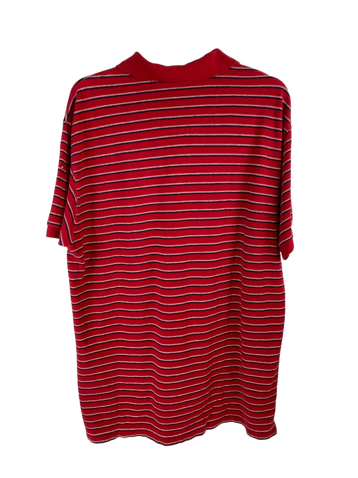 Chaps Ralph Lauren Men's Red Striped Short Sleeve Polo Shirt Size L thumbnail 2