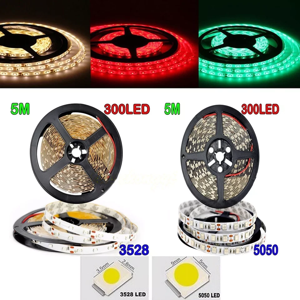 ‌Super Bright 5M LED Strip Light 12V DC 300 SMD 2835/5050/5630 Flexible White - Image 2 of 2