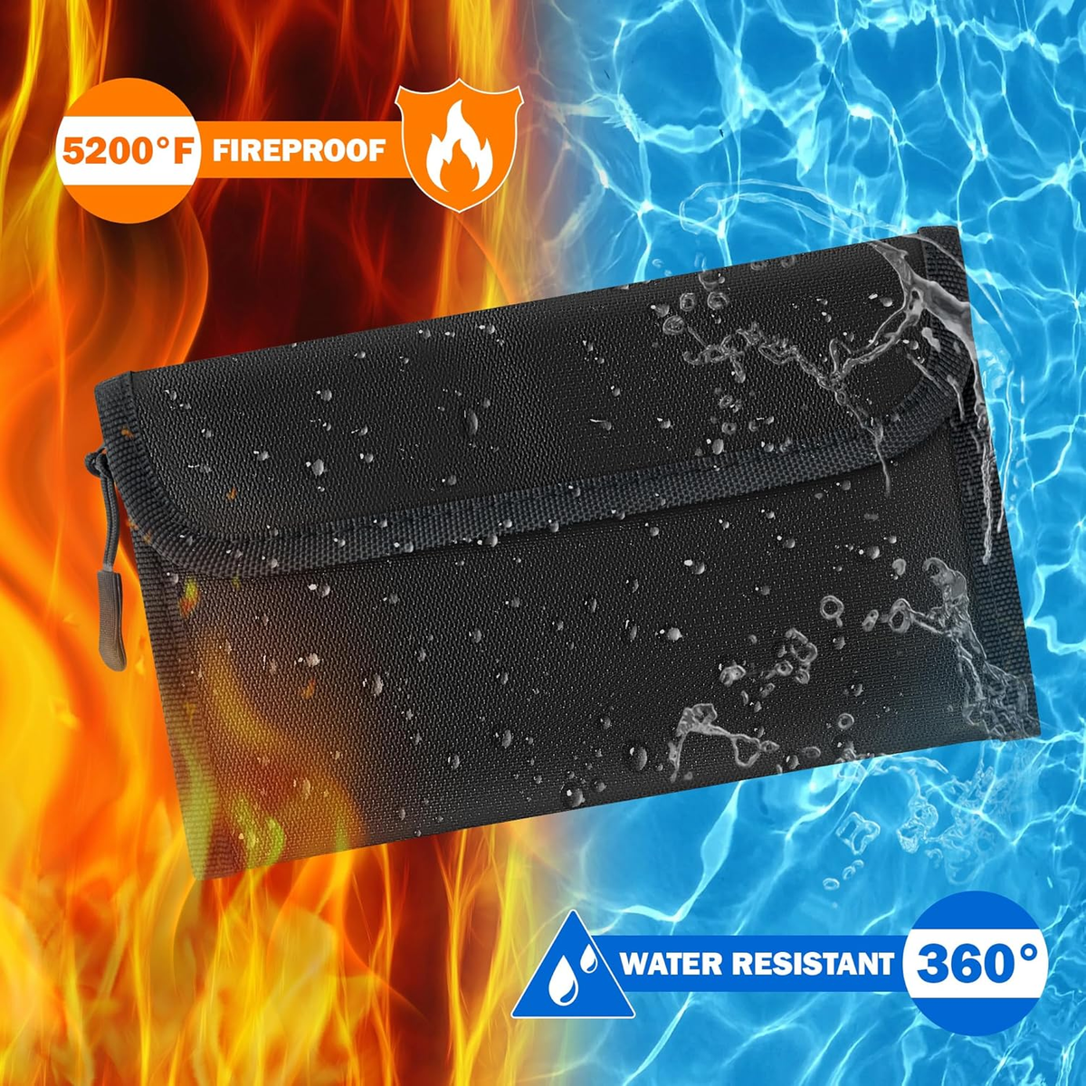 GQIRIL Fireproof Waterproof Docuent Bag - 5200°F Water Resistant Fire - View #4