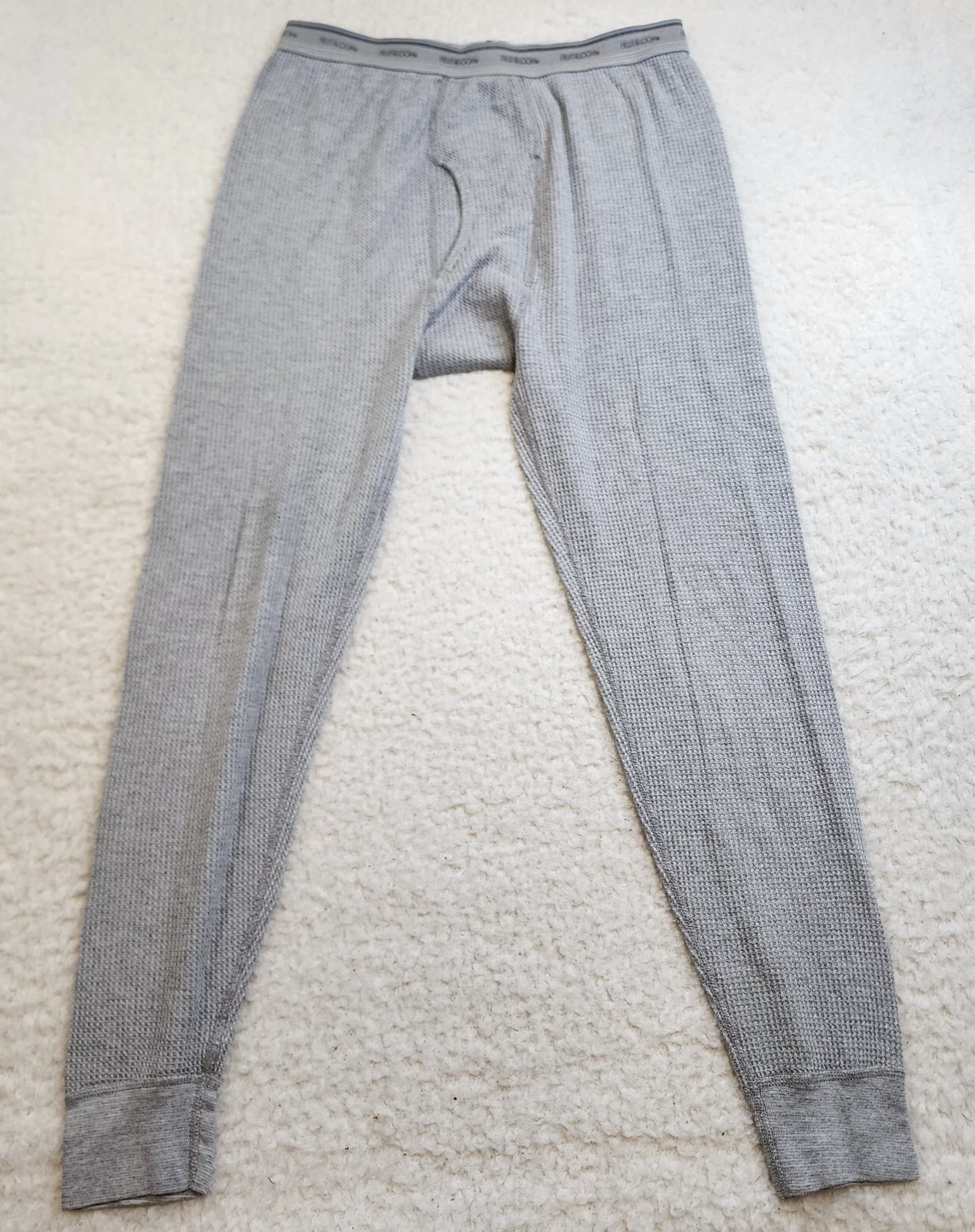 Fruit of the Loom Thermal Long Under Pants Men Lg Gray Base Layer Cotton Winter
