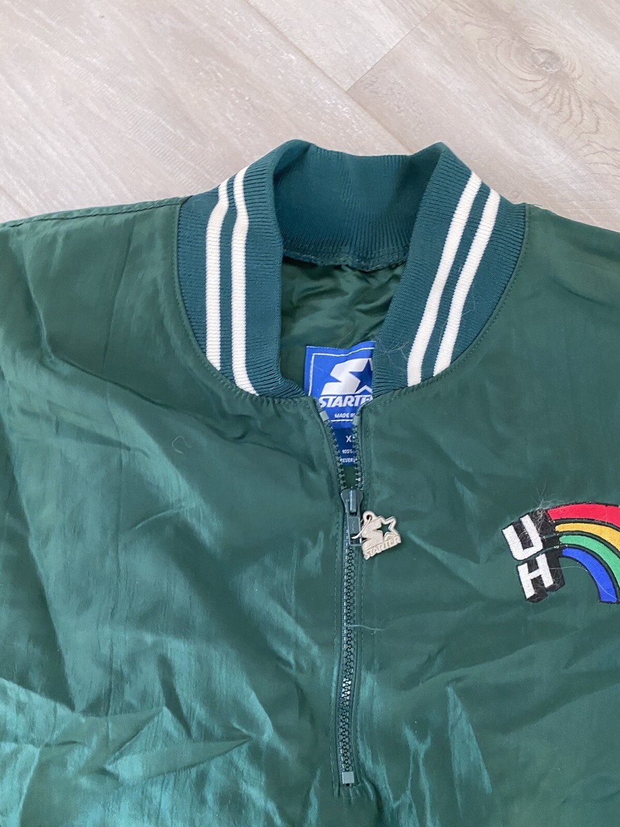 RARE UH University of Hawaii Starter vintage jacket zip up rainbow green XXL
