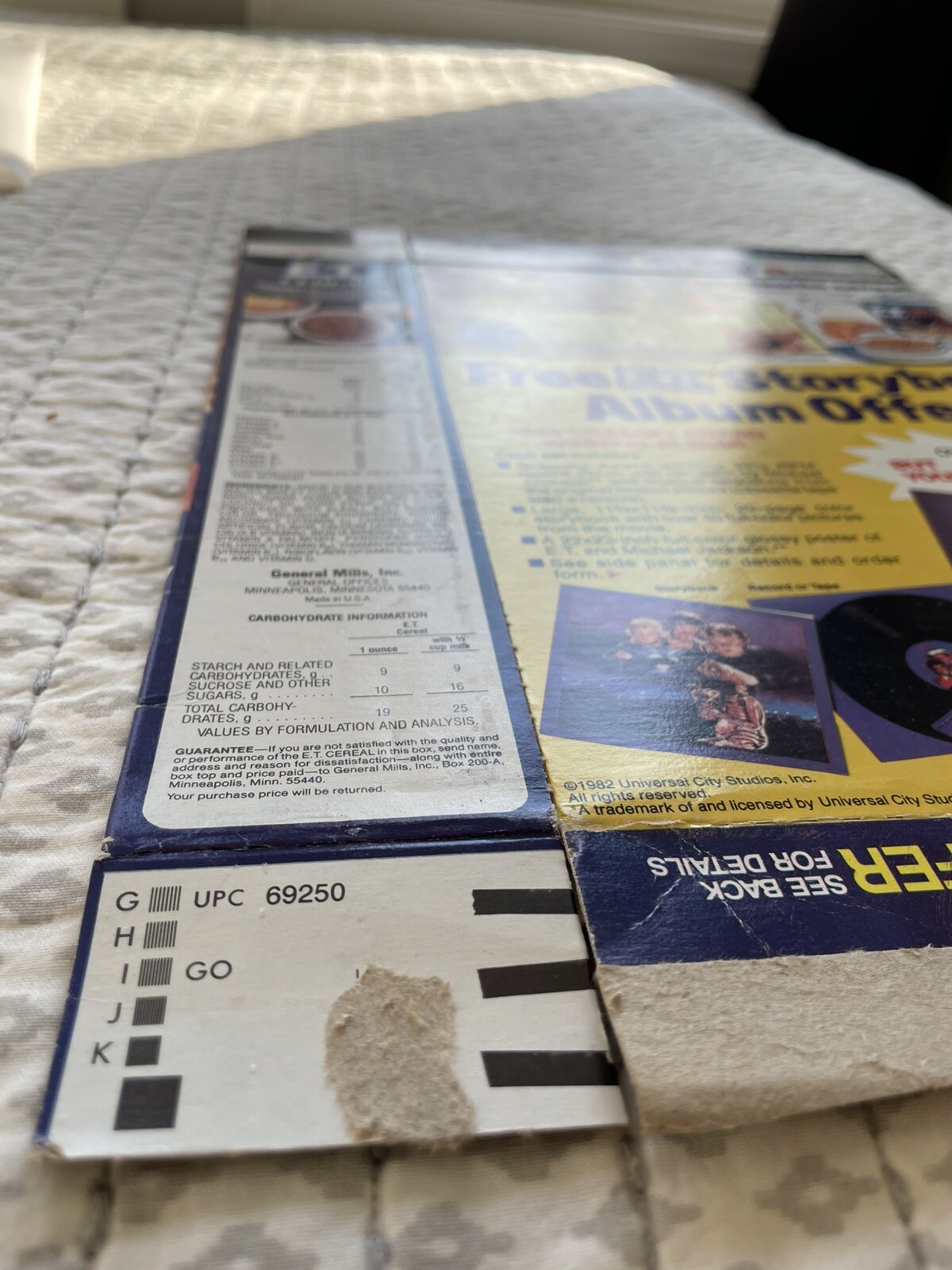 Vintage 1984 General Mills E.T. Empty Cereal Box W/Michael Jackson Series 2