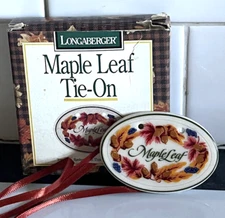 Longaberger Tie-On 1996 Trim Your Basket Ceramic Maple Leaf