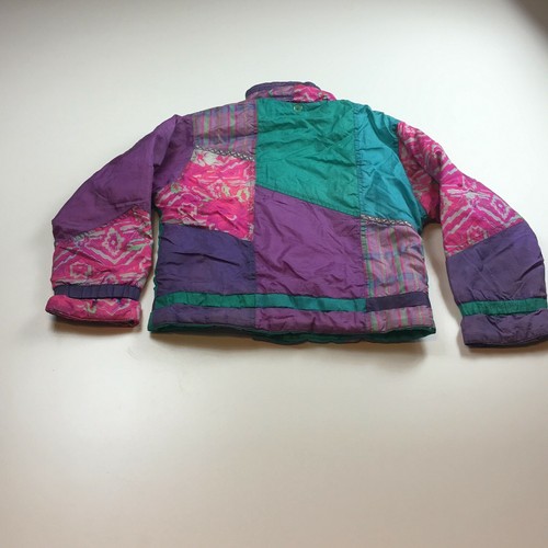 Vintage Basic Outlook Jacket Girls Multi Color Block Patch Work Winter Size 6X - Picture 2 of 8