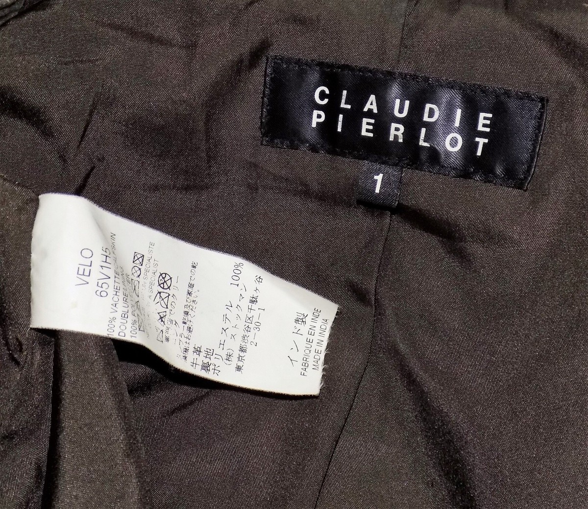 Veste Cuir Vachette Claudie Pierlot Anthracite - Taille S - Occasion Très Bon État
