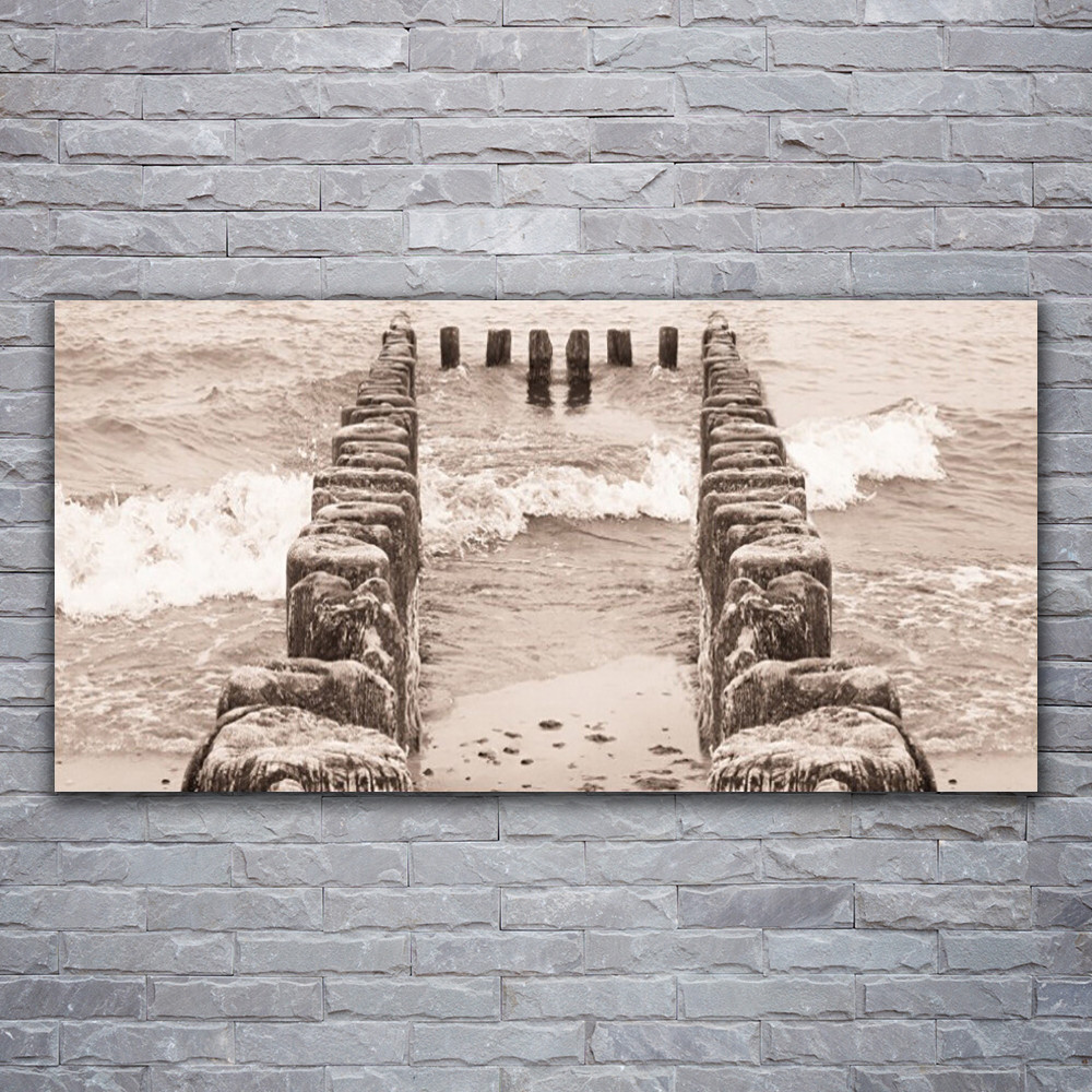 Impression sur verre acrylique 120x60 d'une architecture de plage haut de gamme