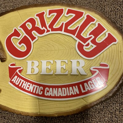 Vintage 1984 Grizzly Beer Authentic Canadian Lager Beer Sign