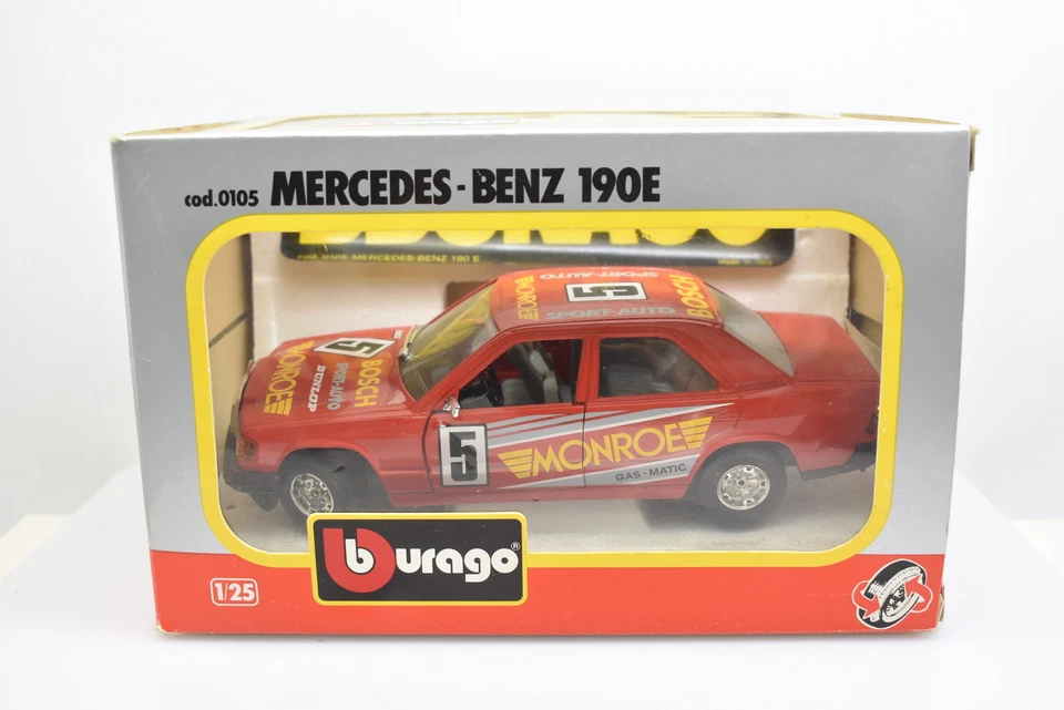 Modellino auto rally scala 1:24 Mercedes Benz 190 E Burago diecast modellismo G - Immagine 2 di 4