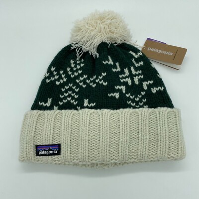 Patagonia Women's Snowbelle Beanie Knit Pom Logo Winter Hat Pinyon Green  O/S