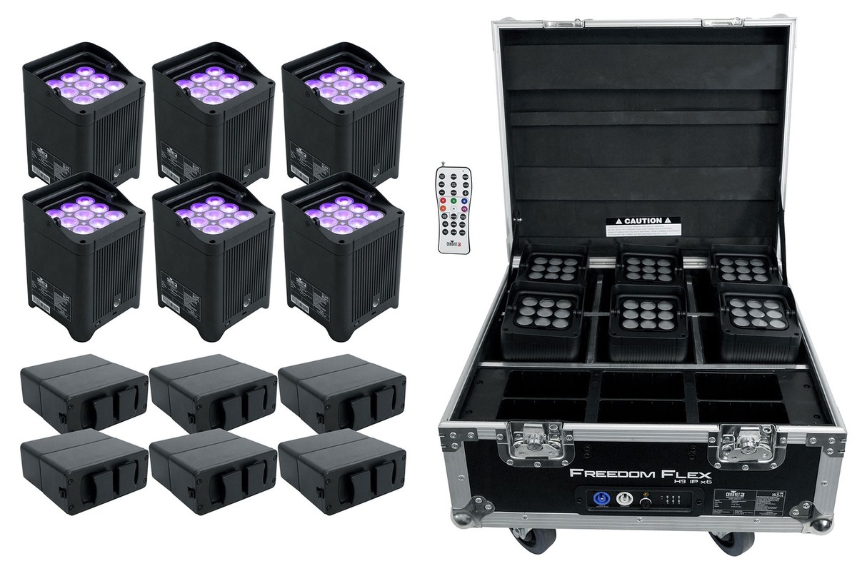 Chauvet DJ Freedom Flex H9 IP X6 Pack w/6) Lights+Charging Case+
