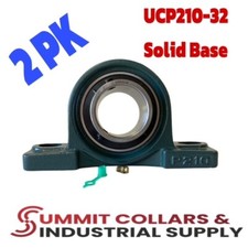 2 UCP210-32 Solid Base Pillow Block Bearing 2" Bore Self Aligning 2 Bolt