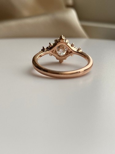 Oval Cut Genuine Moissanite Filigree Design Engagement Ring Wedding Jewelry Her - Picture 6 of 13