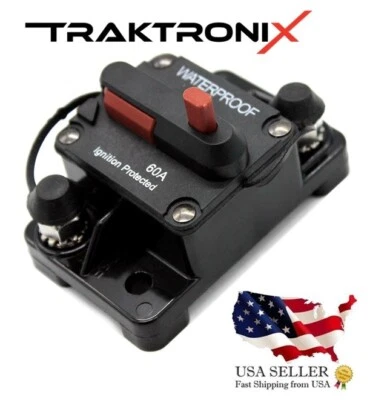 TRAKTRONIX 60 Amp Waterproof Circuit Breaker Auto Marine Golf Cart MinnKota MKR-19