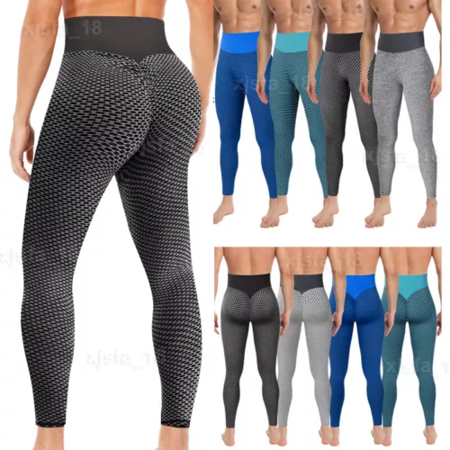 Männer Tik Tok Leggings Gym Sporthose Kompressions hohe Taille Jogginghose Yoga - Bild 3 von 26