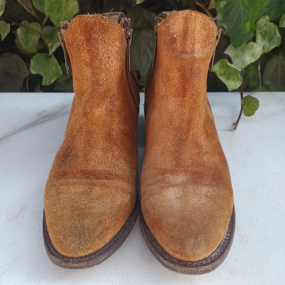 Freebird por Steven CLASH Botas de Tornozelo Femininas de Camurça Tamanho 7 Marrom Claro Zíper Lateral - Imagem 3 de 4