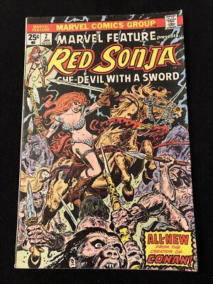 MARVEL FEATURE 2 4.5 5.0 RED SONJA 1975 SOME RUST ON STAPLES DE