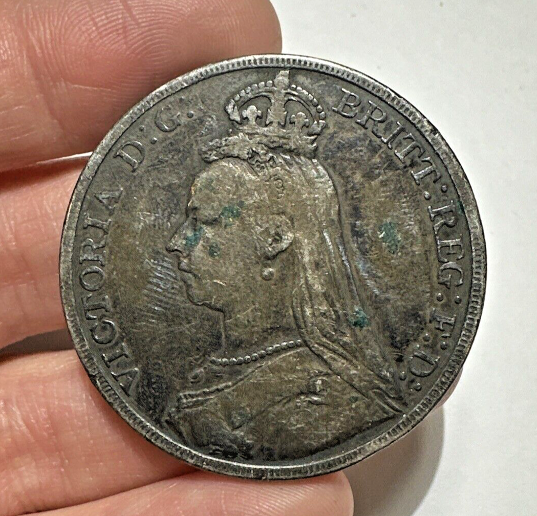 Jubilee Crown Queen Victoria D Great Britain Reg F D 1891 Coin 4h