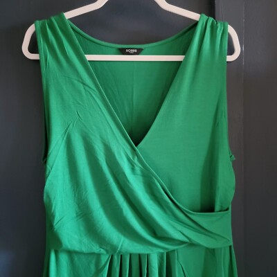 HOBBS London Stretch Jersey Sleeveless Summer Midi Dress Medium Green