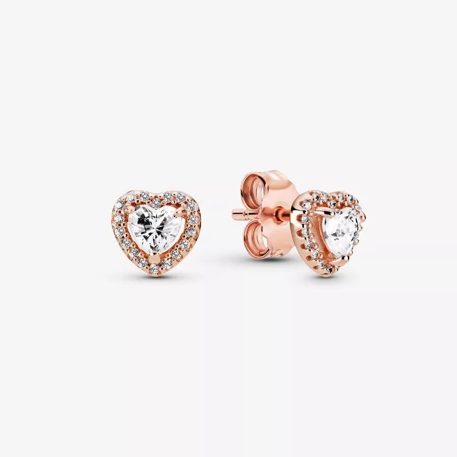 BRAND NEW Pandora Gold Plated Sparkling Elevated Heart Stud