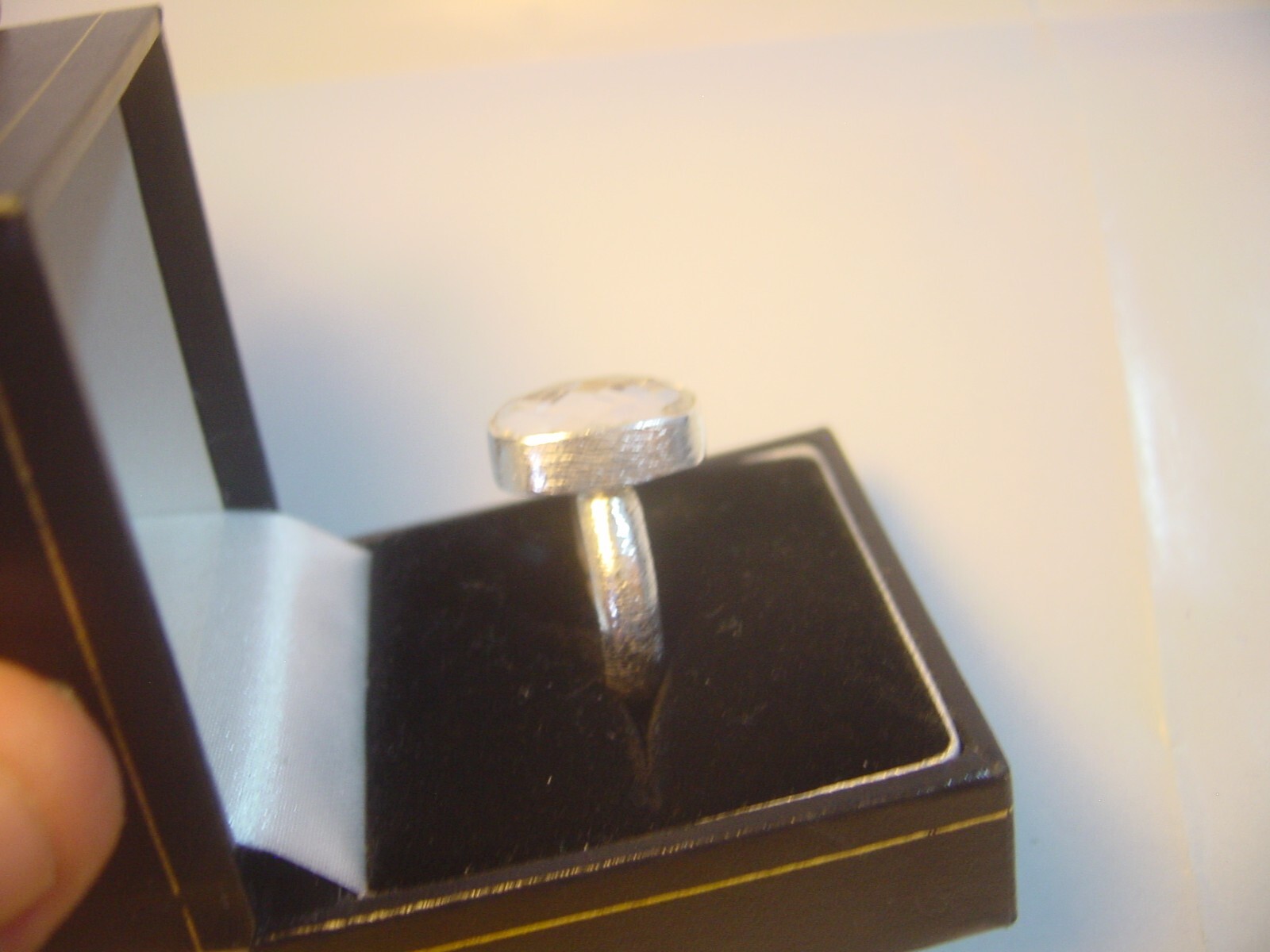 Solid Silver superb natural square white zircon-c… - image 3