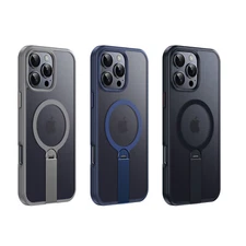 For iPhone 16 Pro Max 15 14 13 12 Shockproof Mag Safe Matte PC Stand Case Cover