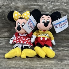Lot Of 2 VTG Disney Store YELLOW MICKEY MINNIE MOUSE Mini Bean Bag Plush Toys