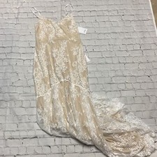 NWT Lulu’s Seal Out Fate White Lace Trumpet Hem Maxi Dress