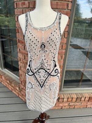 Tracy Reese 100% Silk Beaded Evening Dress - sz 8