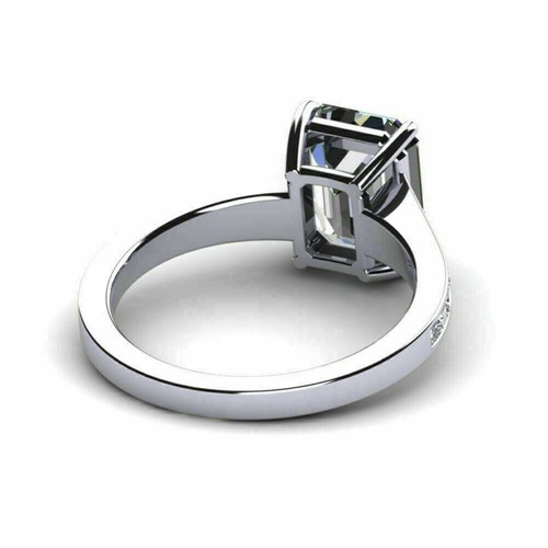 2.35Ct White Emerald Cut VVS1 Moissanite Engagement Ring 14k White Gold Size 6.5 - Picture 6 of 7