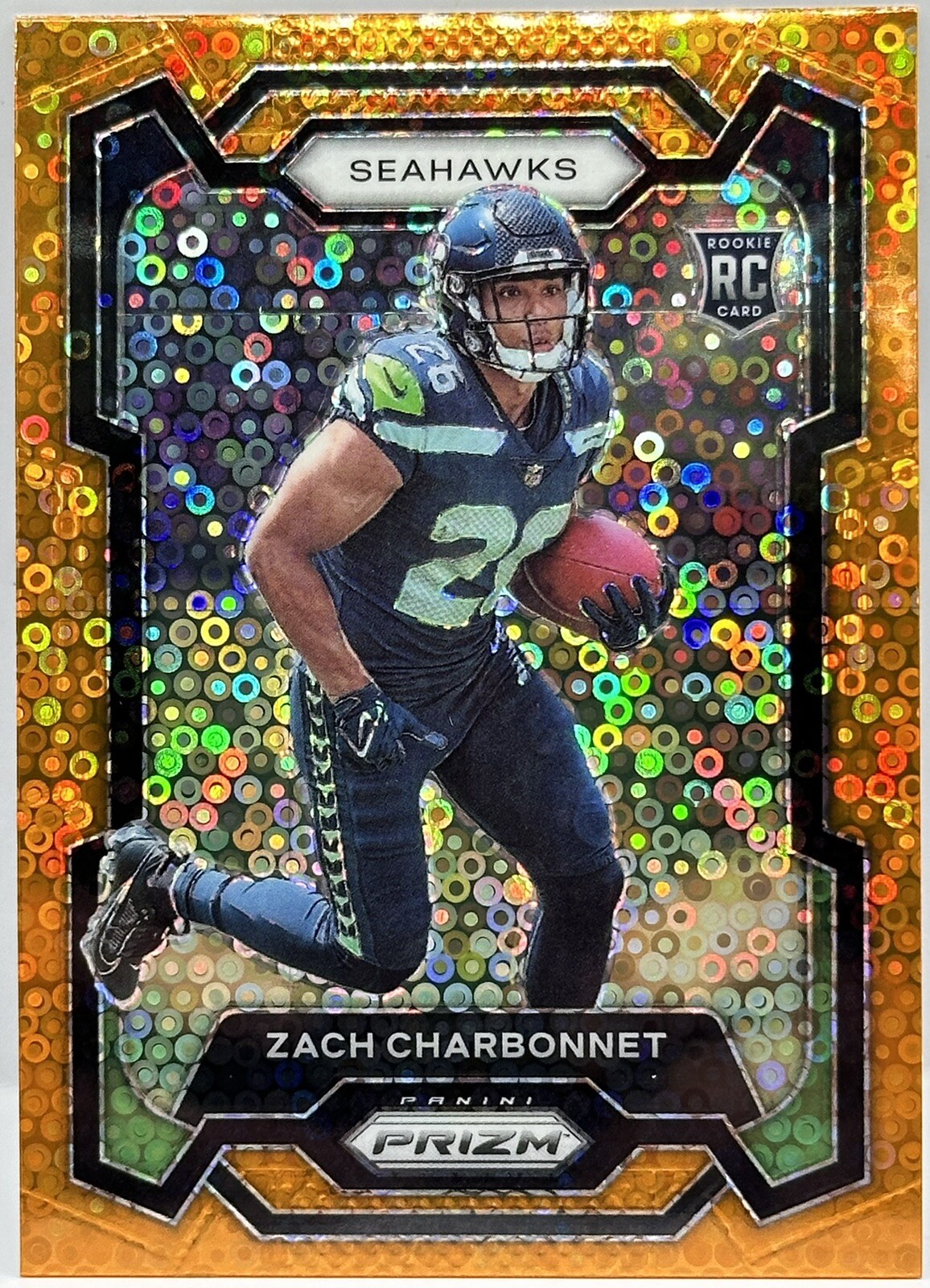 2023 Panini Prizm - Rookies Orange Disco Prizm #392 Zach Charbonnet (RC)