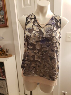 simply vera wang tops petite medium Taupe Floral Abstract Tunic Top