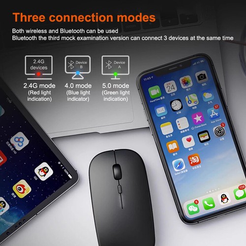 Portable Wireless Mouse Bluetooth-compatible 2.4GHz Dual Mode Computer Mice Mute - Afbeelding 4 van 30