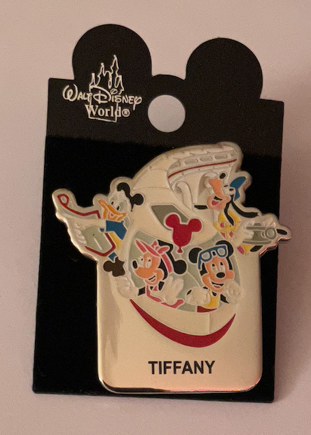 NEW Disney Pin on Card. Tiffany Name Pin. Mickey and Gang on The Monorail.