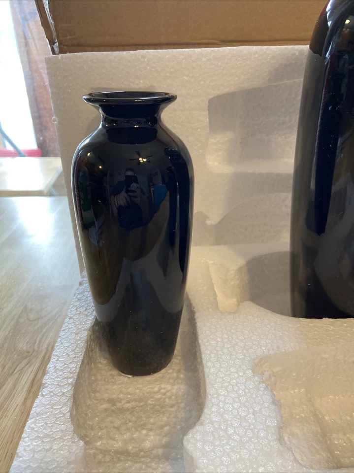 Hosley's Juego de 3 jarrones de cerámica negra ✨NUEVO✨ Foto 3 de 4