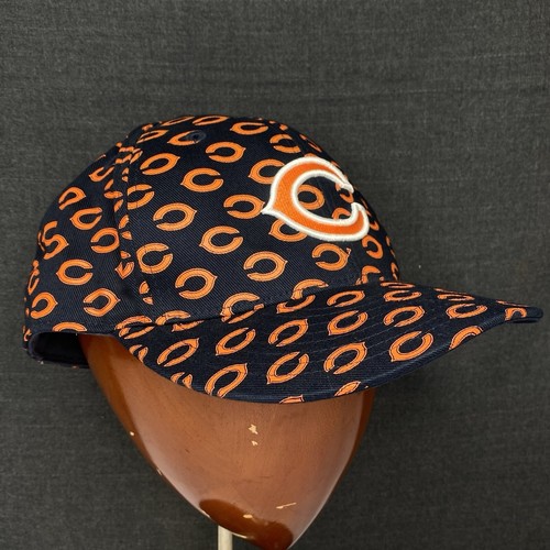 Chicago Bears Reebok Fitted Hat All Over Print Cap NFL Size 7-5/8 Orange/Navy - Picture 9 of 16
