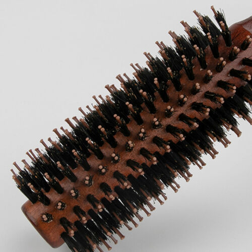 Wooden Round Hair Brush Hairbrush Wood Natural Boar Bristle Styling Brush NEW - Picture 8 of 11