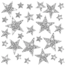 54pcs 4 Sizes Star Iron on PatchesStar Rhinestone Appliques Silver Bling Iron...