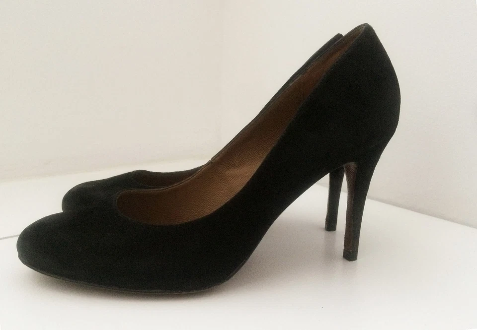 черная замша ELIE TAHARI каблуки, круглый носок, W39.5 - Изображение 2 из 4