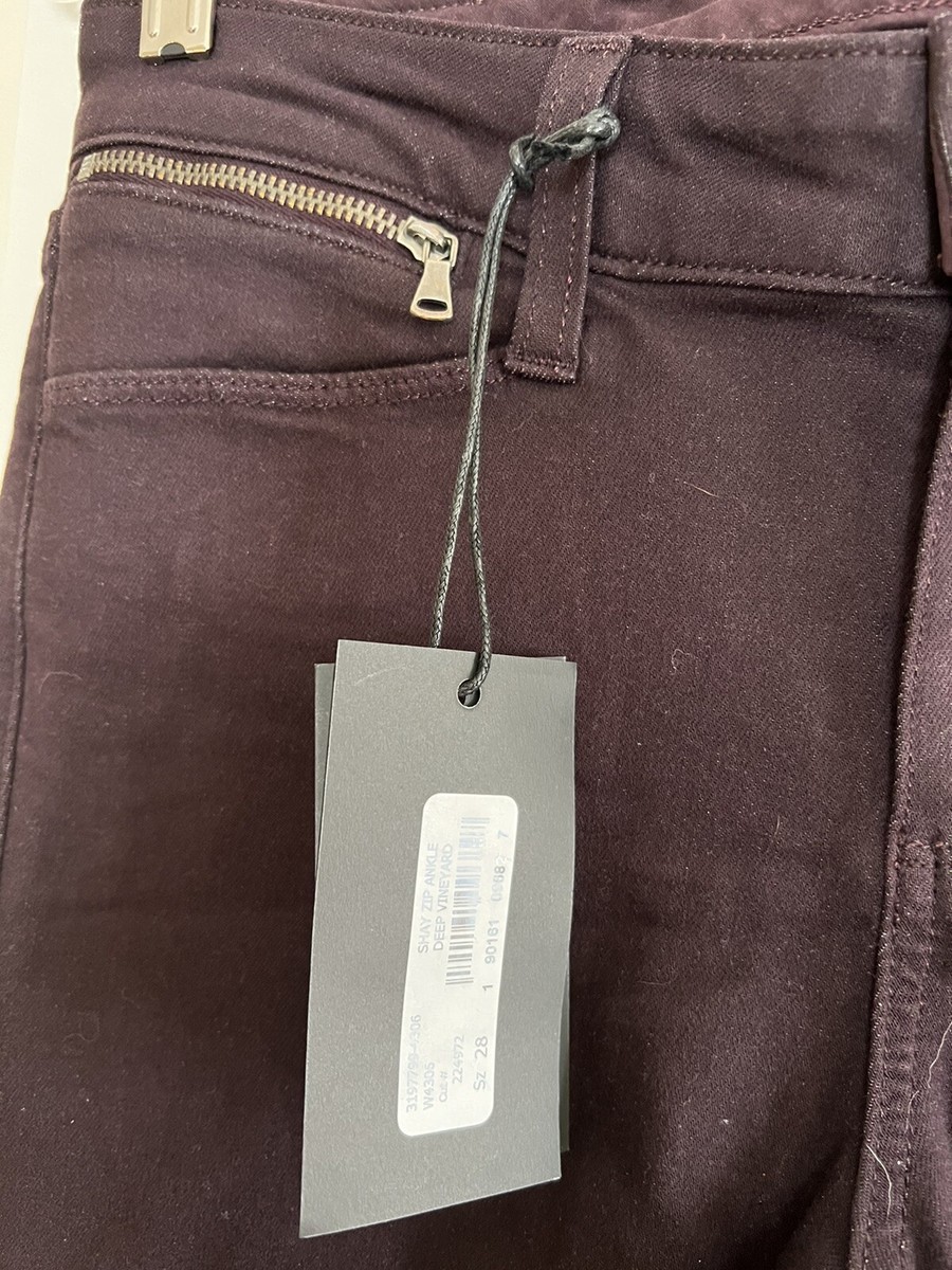 PAIGE Shay zip ankle skinny jeans deep vineyard plum -28-NWT! | eBay