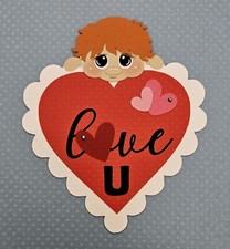 Love You Heart Boy Red Hair. Scrapbook, Card making Paper Piecing