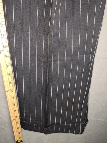 Pantalón Vintage Blu Martini Para Hombre Talla 36W Negro/Blanco Rayas Cintura Expansible Nuevo Con Etiquetas - Imagen 4 de 9