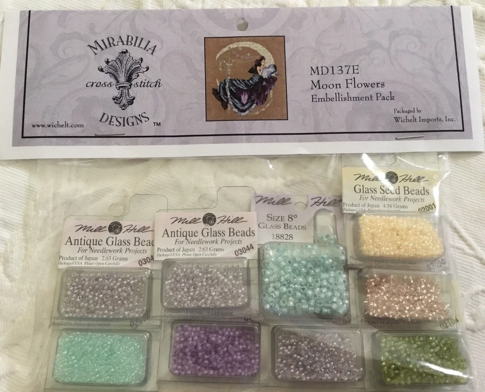 Mirabilia “Moon Flowers” MD137 cross stitch patternChart w/ Embellishment Pack - Image 4 of 4